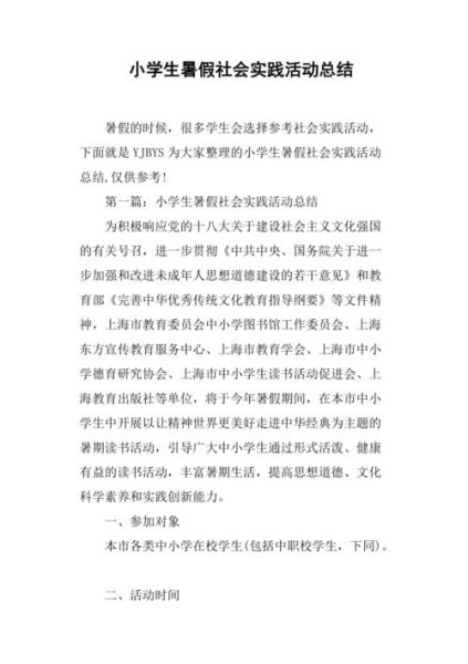 中小学结合大运会开展暑假实践活动方案？