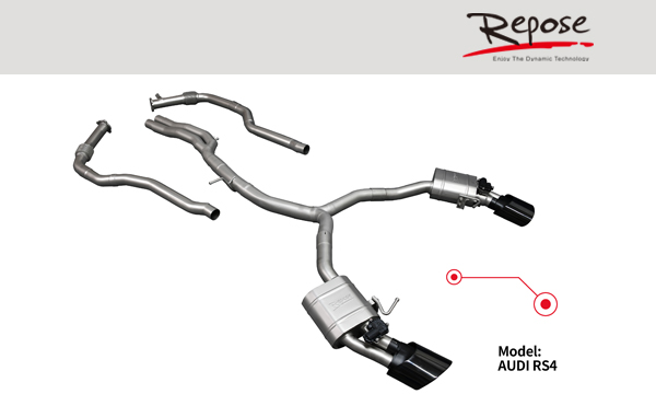 Repose 19-22款奥迪RS4 2.9T四出前中尾段智能阀门排气