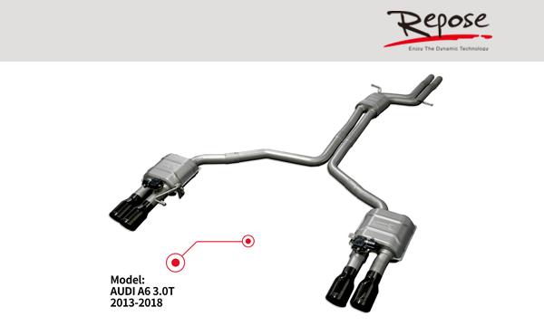 Repose 13-22款奥迪A6L 3.0T四出中尾段智能阀门排气